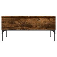 Salontafel 100x50x45 cm bewerkt hout en metaal gerookt eiken - thumbnail