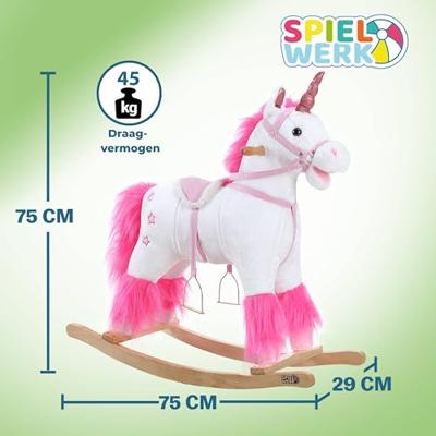 Hobbel Eenhoorn, schommelpaard met stijgbeugels, zadel en geluidsfunctie - thumbnail