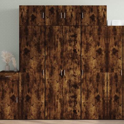 Hoge kast 70x42,5x185 cm bewerkt hout gerookt eikenkleurig