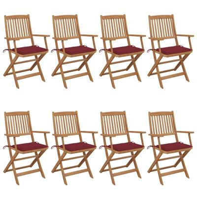 Tuinstoelen 8 st inklapbaar met kussens massief acaciahout