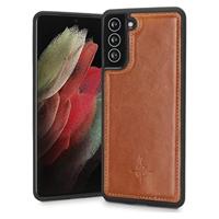 NorthLife - Samsung Galaxy S21 Plus - Backcover hoesje Echt Leer - Cognac - thumbnail