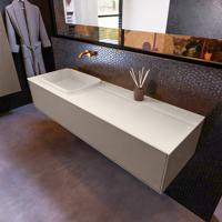 Badkamermeubelset Mondiaz Erin 150 cm met 1 Lade met RIDGE Wastafel Links Linen Zonder Kraangaten Greeploos Mat Smoke - thumbnail