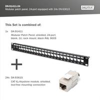 Digitus DIGITUS - Modulares Patch Panel geschirmt mit 24x DN-93615 Patchpaneel 483 mm (19) CAT 6A Zwart Ingericht - thumbnail