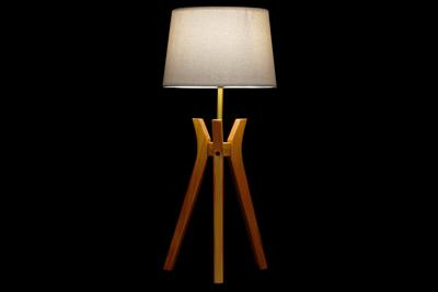 Bureaulamp DKD Home Decor Bruin Beige Polyester Hout 220 V 50 W Bureaulamp DKD Home Decor Bruin Beige Polyester Hout 220 V 50 W