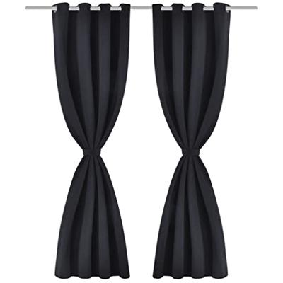 VidaXL Gordijnen met metalen ringen 135 x 245 cm 2 stuks (zwart) VidaXL Gordijnen met metalen ringen 135 x 245 cm 2 stuks (zwart)