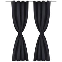 VidaXL Gordijnen met metalen ringen 135 x 245 cm 2 stuks (zwart) - thumbnail