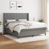Boxspring met matras stof donkergrijs 180x200 cm - thumbnail