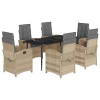 7-delige Tuinset met kussens poly rattan gemengd beige - thumbnail