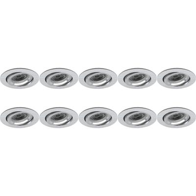 Kantelbare Inbouwspot Armatuur 10 Pack - GU10 - Rond Zilver Aluminium - Ø82mm