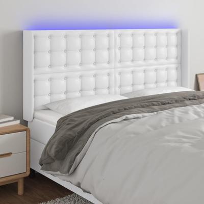 Hoofdbord LED 183x16x118/128 cm kunstleer wit
