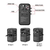 Verbatim GaN universele reisadapter UTA‑06 100 W, stekkeradapter met 2 USB‑A en 2 USB-C poorten, snellader voor laptop, mobiele telefoon, camera en co, reisstekker wereldwijd inzetbaar, 100-250 V - thumbnail