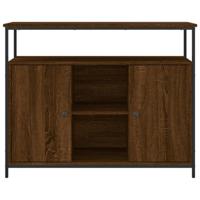 Dressoir 100x35x80 cm bewerkt hout bruin eikenkleur - thumbnail