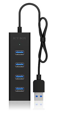 ICY BOX 4 Poorten Hub USB 3.0 Zwart - [IB-HUB1409-U3]