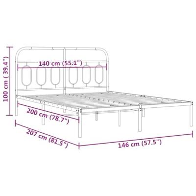 Bedframe met hoofdbord metaal zwart 140x200 cm - thumbnail