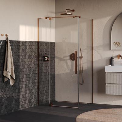 Brauer Stellar - Douchecabine met Draaideur - Helder Glas - 100x90x200 cm - Omkeerbaar - incl. Glascoating - PVD Koper Geborsteld