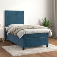 Boxspring met matras fluweel donkerblauw 90x190 cm - thumbnail