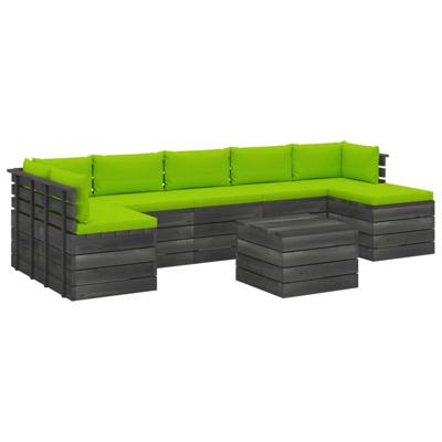 vidaXL 8-delige Loungeset met kussens pallet massief grenenhout