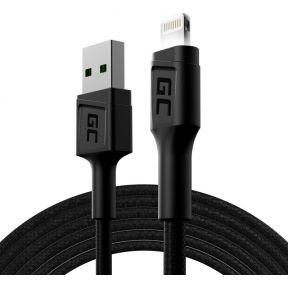 Green Cell KABGC12 Lightning-kabel 2 m Zwart