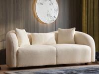 Bouclé zetel VICHY 2 plaatsen crème - thumbnail