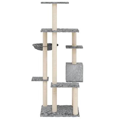 VidaXL Kattenmeubel met sisal krabpalen 142 cm lichtgrijs