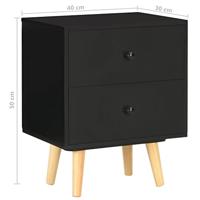 VidaXL Nachtkastjes 2 st 40x30x50 cm massief grenenhout zwart - thumbnail