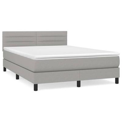 Boxspring met matras stof lichtgrijs 140x200 cm