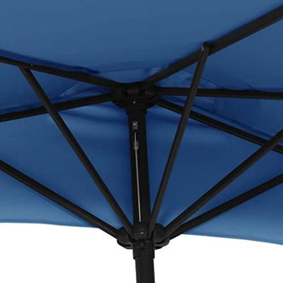 VidaXL Balkonparasol half met aluminium paal 300x155x223 cm blauw