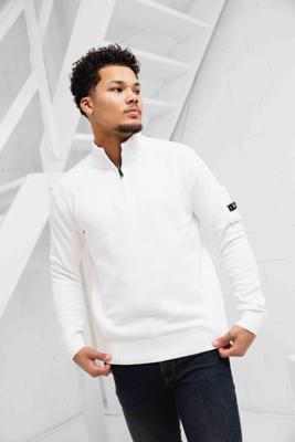 Quotrell Combat Knitted Halfzip Sweater Heren Wit - Maat L - Kleur: Wit | Soccerfanshop