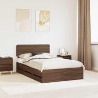 Bedframe met lade Bruine eik 135 x 190 cm Geconstrueerd hout - thumbnail