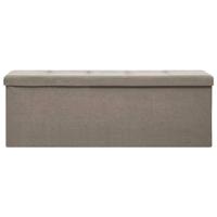 Opbergbank inklapbaar kunstlinnen taupe - thumbnail