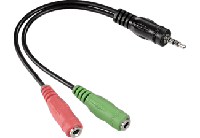 Hama Jack Adapter 4-pin 3.5 Mm Jack Plug - 2x 3.5 Mm Jack Socket - thumbnail