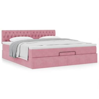 Ottoman bed met matras 180x200 cm fluweel roze
