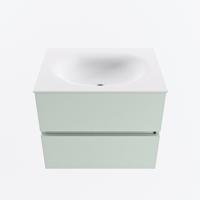 MONDIAZ VICA 60cm badmeubel onderkast Greey 2 lades. Wastafel MOON midden 1 kraangat, kleur Talc. - thumbnail