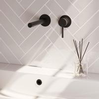 Black Edition inbouw wastafelmengkraan, rechte uitloop, rozetten model A1 mat zwart - thumbnail