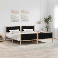 Bedframe met hoofdeinde Zwart 200 x 200 cm Massief grenenhout - thumbnail