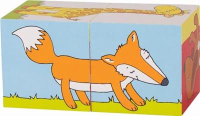 Goki houten blokpuzzel dieren, 2st.