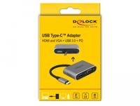 Delock USB 2.0 Adapter [1x USB-C stekker - 1x HDMI-bus, VGA-bus, USB-C bus] 64074 0.12 m - thumbnail