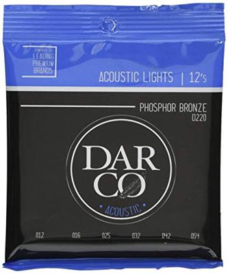 Darco Acoustic D220 Lights 92/8 Phosphor Bronze 12-54 snarenset voor westerngitaar Darco Acoustic D220 Lights 92/8 Phosphor Bronze 12-54 snarenset voor westerngitaar