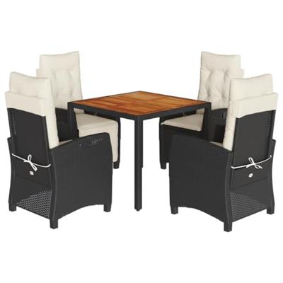 5-delige Tuinset met kussens poly rattan zwart 5-delige Tuinset met kussens poly rattan zwart