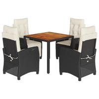 5-delige Tuinset met kussens poly rattan zwart - thumbnail