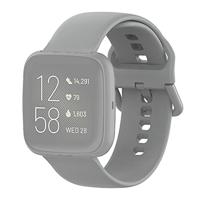 Fitbit Versa 1 / 2 & Lite siliconen sportbandje met gespsluiting - Grijs - Maat: Large - thumbnail