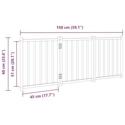 VidaXL Hondenhek inklapbaar 3 panelen 150 cm massief vurenhout wit