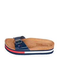 Tommy Jeans Flag Outsole Mule plateau slippers donkerblauw - thumbnail