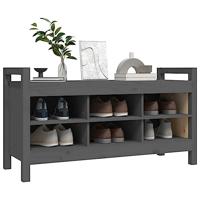 Halbankje 110x40x60 cm massief grenenhout grijs - thumbnail