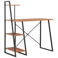 Bureau met schappen 102x50x117 cm zwart en bruin - thumbnail