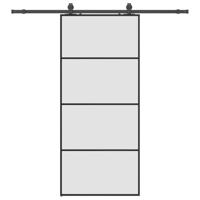 Schuifdeur met beslagset 90x205 cm ESG glas zwart - thumbnail