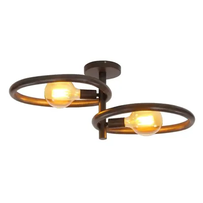 Ylumen Plafondlamp Pebble 2 lichts L 73 cm zwart