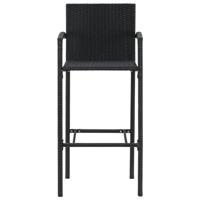 5-delige Tuinbarset massief acaciahout en poly rattan zwart - thumbnail