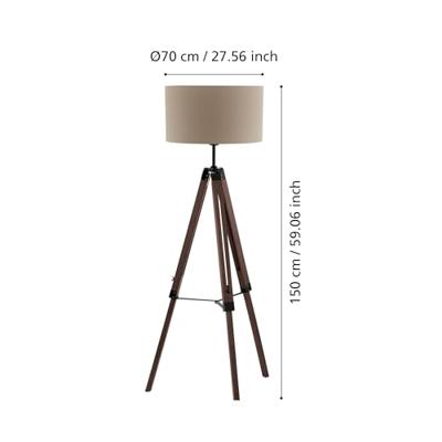 Eglo Landelijke vloerlampLantada 106cm Tripod hout met taupe - 44115