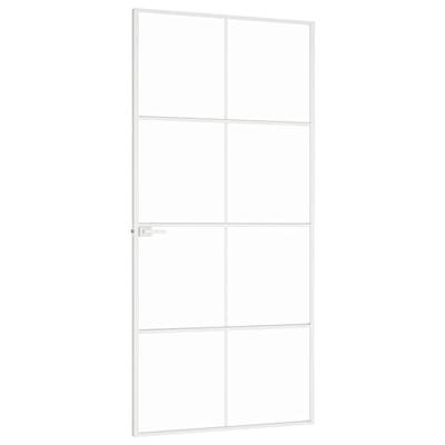 VidaXL Binnendeur 93x201,5 cm gehard glas en aluminium smal wit